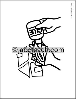 Clip Art: Basic Words: Glue (coloring page)