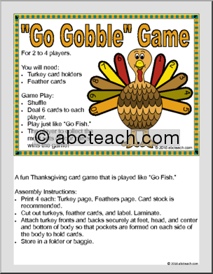 Holiday/Seasonal: Thanksgiving: “Go Gobble” Game