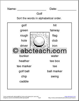 Golf Terminology ABC Order