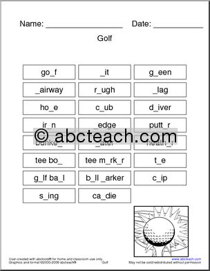 Golf Terminology Missing Letters