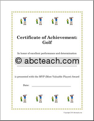 Sports Certificates: Golf