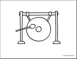 Clip Art: Basic Words: Gong (coloring page)