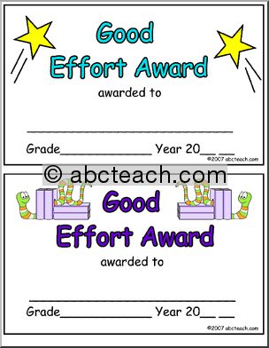 Certificate:  Good Effort Award (version 1)