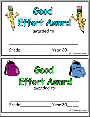 Certificate:  Good Effort Award (version 2)