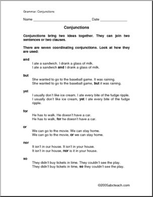 Coordinating Conjunctions Worksheets