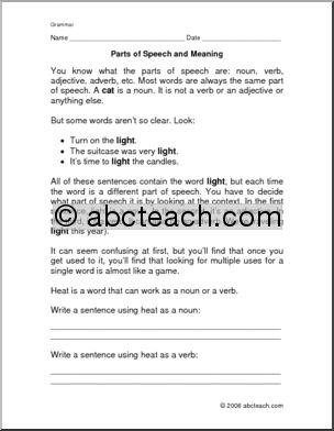 Parts of Speech (upper elem) Rules and Practice