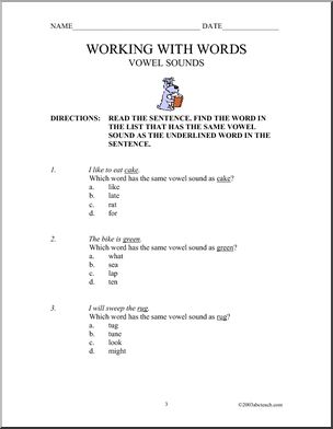 Vowel Sounds (primary) Worksheets