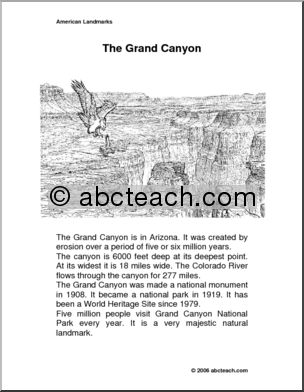 Color and Read: U. S. Landmark – Grand Canyon (primary)