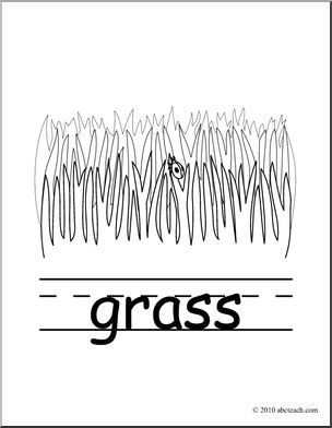 Clip Art: Basic Words: Grass B&W (poster)
