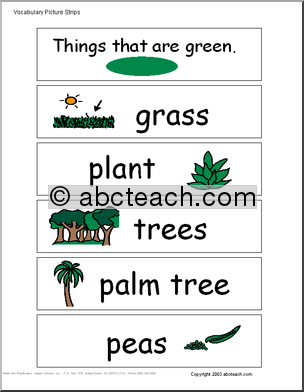 Word Wall: The Color Green (pictures)