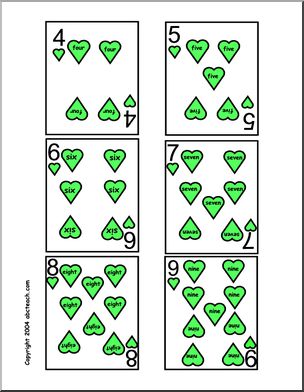 Math Cards: Candy Heart Deck – Green Set
