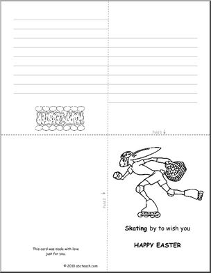 Greeting Card: Easter Skating Bunny (foldable) (elementary)