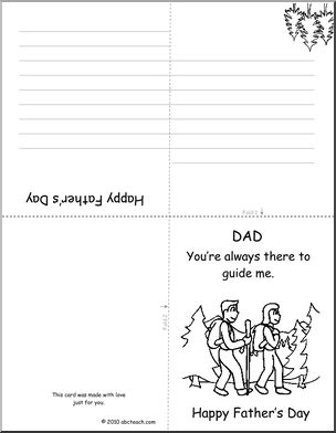 Greeting Card: Happy Father’s Day  –  Hiking  theme  “You’re always there to guide me!” (B&W Outline) elem