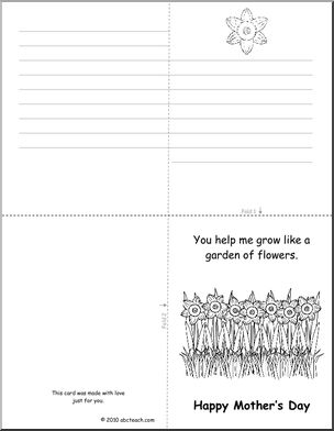 Greeting Card: Mother’s Day Daffodil (foldable) (b/w) (elem)