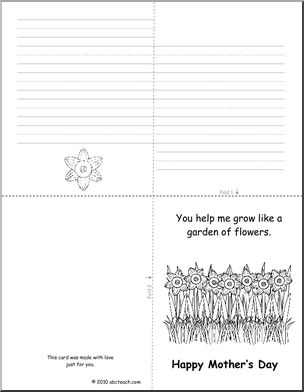 Greeting Card: Mother’s Day Daffodil (foldable) (b/w) (k-1)