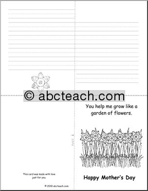 Greeting Card: Mother’s Day Daffodil (foldable) (b/w) (k-1)