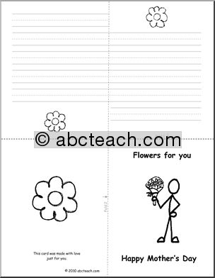Greeting Card: Mother’s Day Flowers (foldable) (b/w) (k-1)