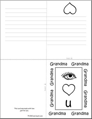 Greeting Card: Mother’s Day for Grandma (foldable) (b/w) (elem)