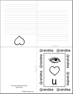 Greeting Card: Mother’s Day for Grandma (foldable) (b/w) (k-1)