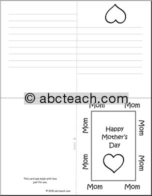 Greeting Card: Mother’s Day Mom 2 (foldable) (b/w) (elem)