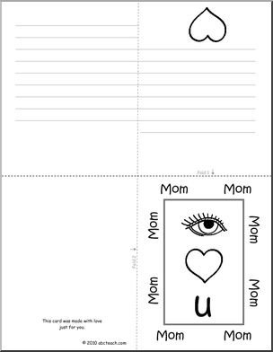 Greeting Card: Mother’s Day Mom 1 (foldable) (b/w) (elem)
