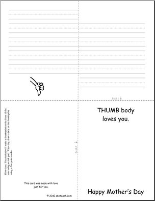 Greeting Card: Mother’s Day Thumb One Loves You (foldable) (k-1)