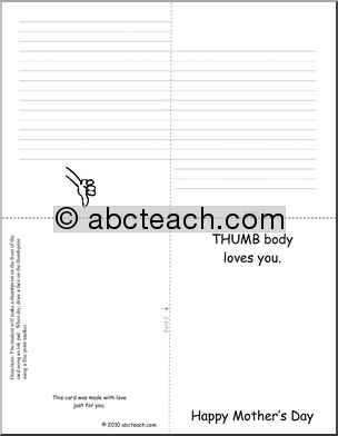 Greeting Card: Mother’s Day Thumb One Loves You (foldable) (k-1)