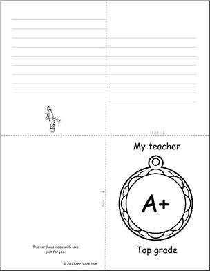 Greeting Card: A+ Teacher (foldable) (elem)
