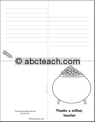 Greeting Card: Thanks Teacher a Million (foldable) (elem)