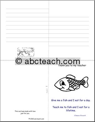 Greeting Card: Fish Proverb for Teacher (foldable) (elem)