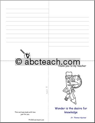 Greeting Card: Thank-you Quotation for Teacher (foldable) (k-1)
