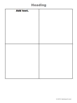 Graphic Organizer: 2×2 Grid (type in)