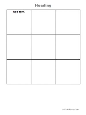 Graphic Organizer: 3×3 Grid (type in)