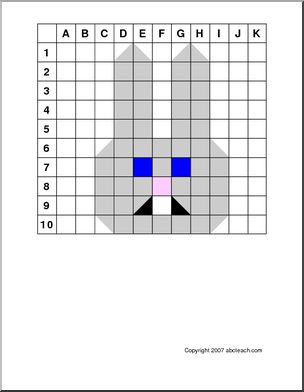 Easter Bunny Grid Coloring – Abcteach