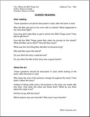 Where the Wild Things Are (primary/elem) Guided Reading