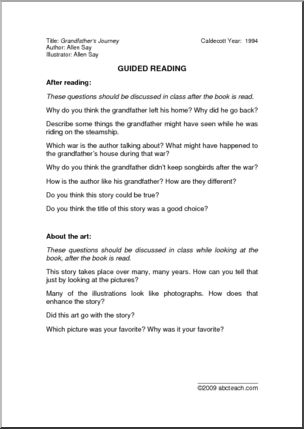 Grandfather’s Journey (primary) Guided Reading