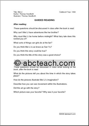 Mei Li (primary) Guided Reading