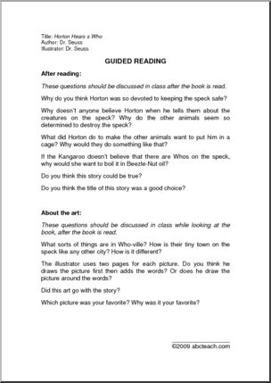 Horton Hears a Who (primary) Guided Reading