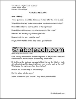 There’s a Nightmare in My Closet (primary) Guided Reading