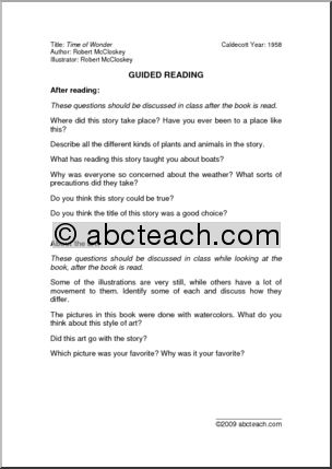 Time of Wonder (primary) Guided Reading