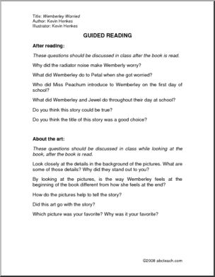 Wemberley Worried (primary/elem) Guided Reading