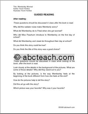 Wemberley Worried (primary/elem) Guided Reading