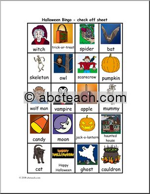Bingo Cards: Halloween – check sheet (color)
