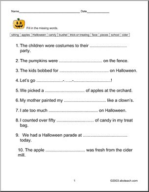 Halloween (primary) Spelling