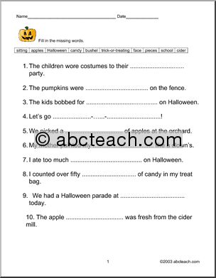 Halloween (primary) Spelling