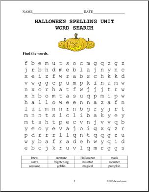 Spelling: Halloween (upper elementary) | Abcteach