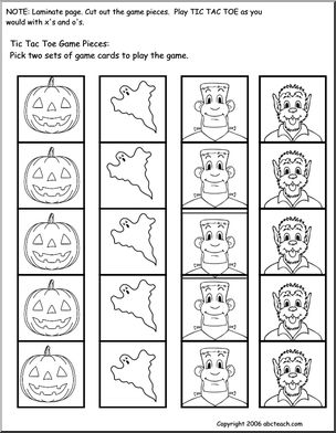 Halloween Tic Tac Toe Template for Letters, Numbers, Sight Words