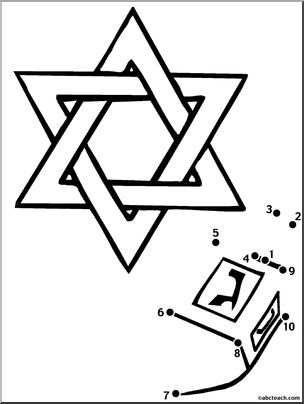 Dot to Dot: Hanukkah – Star and Dreidel (to 10)