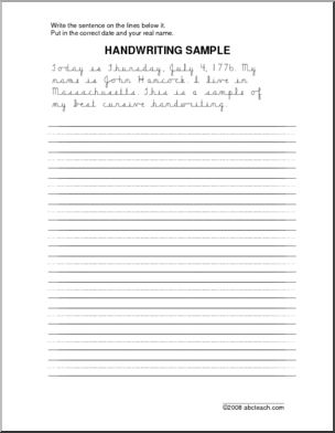 Handwriting Practice:  Handwriting Sample – cursive (HWT-style font)