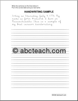 Handwriting Practice:  Handwriting Sample – cursive (HWT-style font)